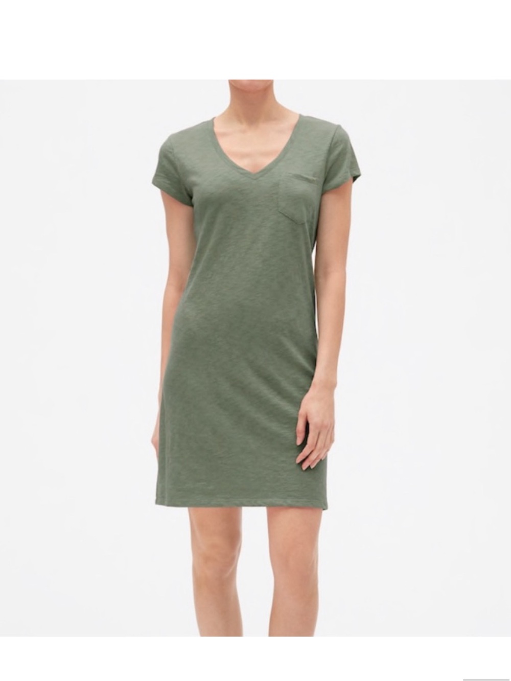 GAP Olive Green V-Neck Pocket Mini Dress